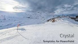  Presentation with area - Presentation with snow-covered-mountains-and-ski background and a light gray colored foreground