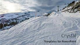  Presentation with ski - PPT layouts consisting of snow-covered-mountains-and-ski background and a light gray colored foreground