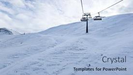  Presentation with area - Slide set with snow-covered-mountains-and-ski background and a light blue colored foreground