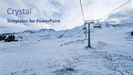  Presentation with area - PPT layouts featuring snow-covered-mountains-and-ski background and a sky blue colored foreground