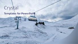  Presentation with area - PPT theme consisting of snow-covered-mountains-and-ski background and a sky blue colored foreground