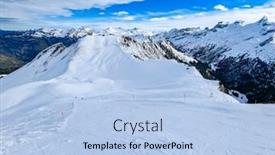  Presentation with area - Theme having snow-covered-mountains-and-ski background and a light blue colored foreground
