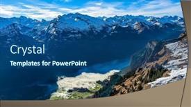  Presentation with area - Presentation design having snow-covered-mountains-and-ski background and a ocean colored foreground