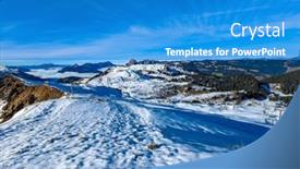  Presentation with area - Slide deck enhanced with snow-covered-mountains-and-ski background and a teal colored foreground