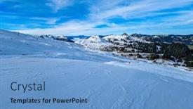  Presentation with area - Slides with snow-covered-mountains-and-ski background and a teal colored foreground