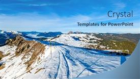  Presentation with area - Presentation featuring snow-covered-mountains-and-ski background and a light blue colored foreground