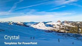  Presentation with area - PPT theme having snow-covered-mountains-and-ski background and a teal colored foreground