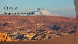  Presentation with cappadocia - Theme featuring snow-covered-peak-of-mt background and a light blue colored foreground