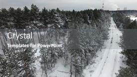  Presentation with pine forest - Presentation design having snow-covered-railway background and a gray colored foreground