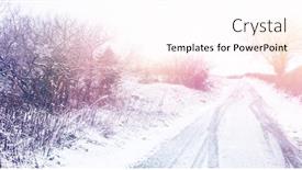  Presentation with trees - Slides with snow-covered-road-by-trees background and a pink colored foreground