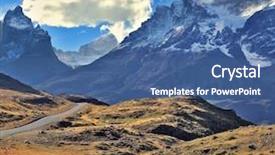  Presentation with rocky mountains - Cool new PPT layouts with snow-covered rocky mountains midday backdrop and a  colored foreground