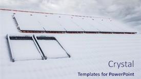  Presentation with solar panels - Theme having snow-covered-solar-panels background and a sky blue colored foreground