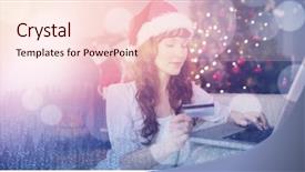  Presentation with snow covered trees and falling - Colorful theme enhanced with snow covered trees during winter backdrop and a  colored foreground