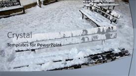  Presentation with snow - Slides with snow-covered-wooden-benches background and a lemonade colored foreground