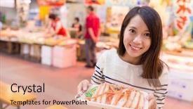  Presentation with crab - Beautiful slides featuring snow crab in fish backdrop and a coral colored foreground