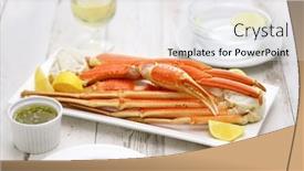  Presentation with crab - Theme consisting of snow-crab-legs-with-garlic background and a white colored foreground