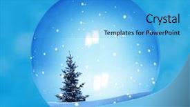  Presentation with falling snow - PPT theme having snow dome with falling snow background and a teal colored foreground