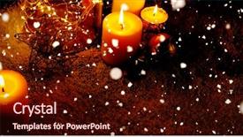  Presentation with candy cane christmas - PPT layouts having snow falling against christmas candles background and a wine colored foreground