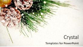  Presentation with falling snow - Presentation design with snow falling against christmas decorations background and a  colored foreground