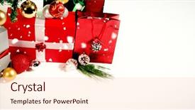  Presentation with falling snow - Colorful PPT theme enhanced with snow falling against christmas gifts backdrop and a lemonade colored foreground