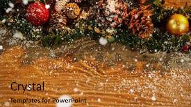  Presentation with falling snow - Cool new slide set with snow falling against christmas ornament backdrop and a  colored foreground