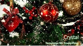  Presentation with falling snow - Beautiful PPT theme featuring snow falling against close-up backdrop and a  colored foreground