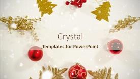  Presentation with falling snow - Presentation theme featuring snow falling against copy space surrounded by christmas ornaments background and a cream colored foreground