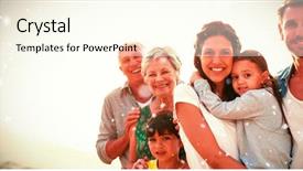  Presentation with snow covered trees and falling - Beautiful presentation theme featuring snow falling against cute family backdrop and a cream colored foreground