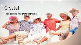  Presentation with 60s - Presentation featuring happy senior friends dancing background and a lemonade colored foreground