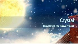  Presentation with night sky nighttime moon - Slides consisting of snow falling against night sky background and a ocean colored foreground