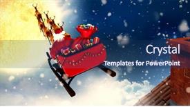  Presentation with night sky nighttime moon - Amazing PPT theme having snow falling against night sky backdrop and a ocean colored foreground