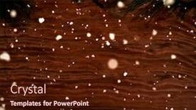  Presentation with falling snow - Cool new PPT theme with snow falling against pine branches garland for copy space backdrop and a tawny brown colored foreground