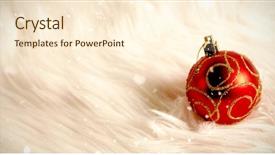  Presentation with golden christmas trumpet and red - Cool new presentation with snow falling against red christmas backdrop and a cream colored foreground