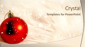  Presentation with golden christmas trumpet and red - Slide deck with snow falling against red christmas background and a cream colored foreground