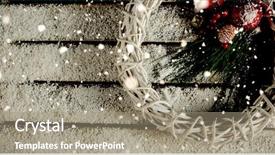  Presentation with falling snow - Audience pleasing slide deck consisting of snow falling against simple christmas backdrop and a coral colored foreground