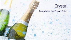  Presentation with falling snow - Cool new presentation theme with magnum blue - snow falling against two champagne backdrop and a sky blue colored foreground