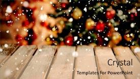  Presentation with snow covered trees and falling - Presentation theme enhanced with snow falling against unfocused christmas background and a  colored foreground