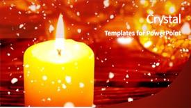  Presentation with snow covered trees and falling - Amazing PPT theme having snow falling against warm candles backdrop and a  colored foreground
