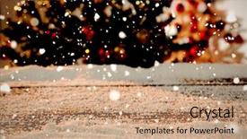  Presentation with falling snow - Amazing presentation theme having snow falling against wooden table backdrop and a coral colored foreground