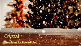  Presentation with falling snow - PPT theme consisting of snow falling against wooden table background and a tawny brown colored foreground