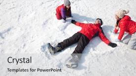  Presentation with snow - Slide deck enhanced with snow father making snow angel background and a light gray colored foreground