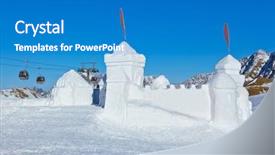  Presentation with fort - Slide set featuring snow fort in mountains ski resort innsbruck austria - nature and sport background background and a teal colored foreground