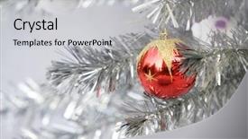  Presentation with christmas tree - Beautiful presentation theme featuring snow globe - christmas ornament with the christmas backdrop and a light gray colored foreground