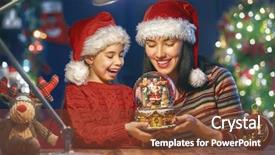  Presentation with loving mom - Presentation theme enhanced with snow globe - merry christmas and happy holidays background and a tawny brown colored foreground