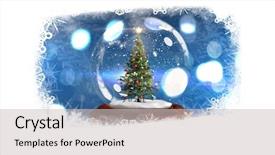  Presentation with frost border on ice christmas - Amazing presentation theme having snow globe and christmas tree backdrop and a light gray colored foreground