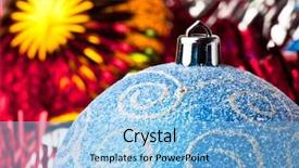  Presentation with blue gold - Theme consisting of snow globe gifts - blue and gold christmas balls background and a light blue colored foreground