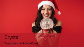  Presentation with kittens christmas holiday red christmas - PPT theme enhanced with snow globe gifts - cheerful young woman wearing christmas background and a crimson colored foreground