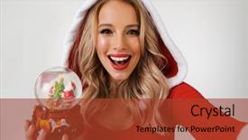  Presentation with new year - Beautiful slides featuring snow globe gifts - close up portrait backdrop and a red colored foreground