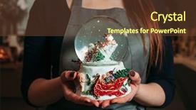  Presentation with snowball - Audience pleasing theme consisting of snow globe gifts - glass christmas snowball in female backdrop and a tawny brown colored foreground