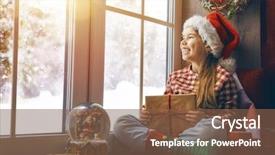  Presentation with merry christmas - Slide set having snow globe gifts - merry christmas and happy holidays background and a tawny brown colored foreground